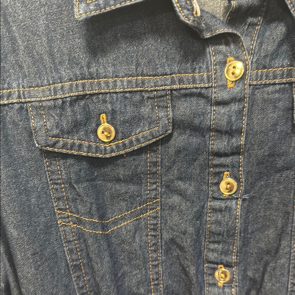 Lilt Blue and Red Jean dress  with Tulle Accents - Picture 6 of 10